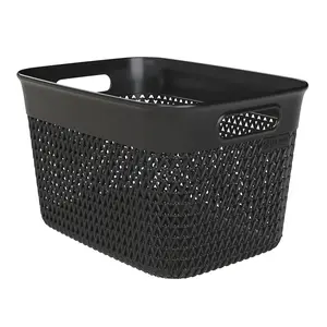 Life Story 16 Qt Decorative Storage Basket, Large Plastic Home Organizer, Black Life Story 16 Qt Decorative Storage Basket, Large Plastic Home Organizer, Black