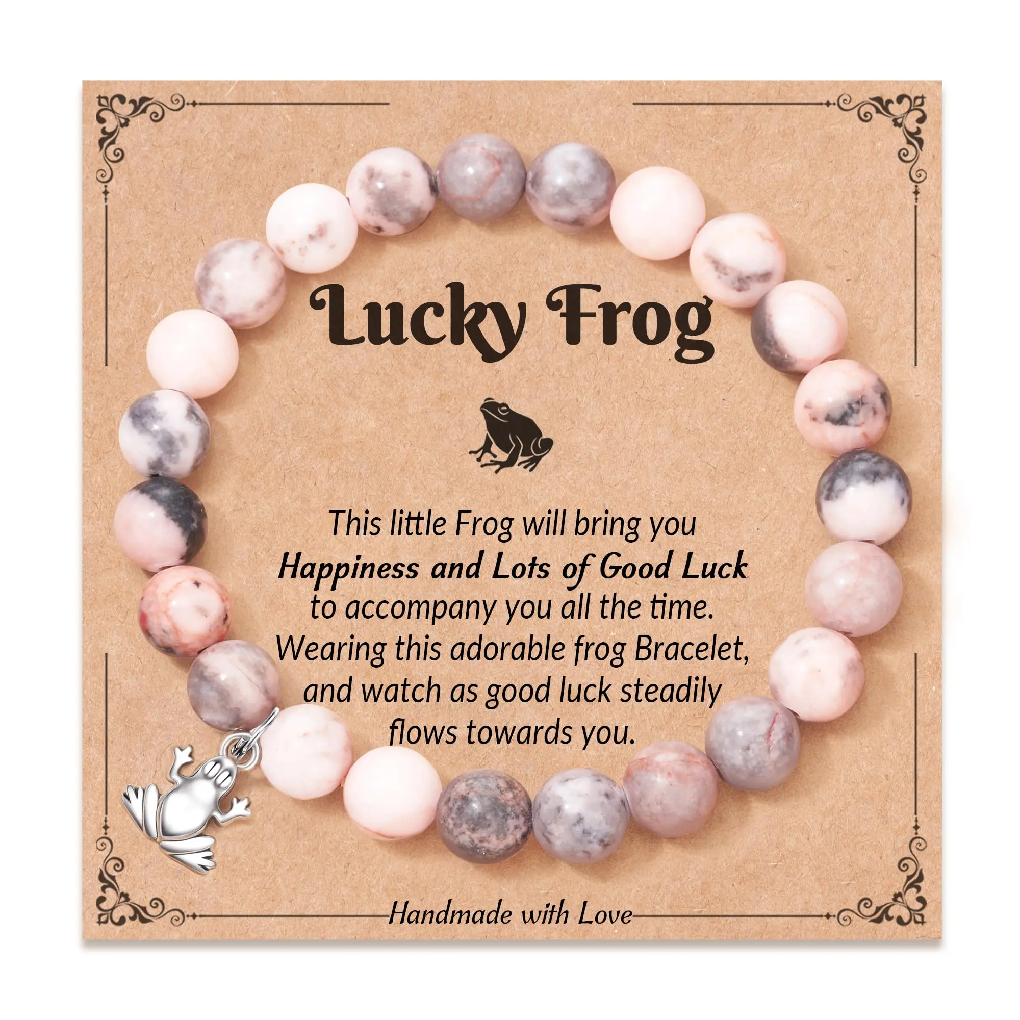 Female Natural Stone Frog Bracelet - Animal-Themed Jewelry Accessory for Adults, Tween Girls, Ideal Christmas Gift with Jewelry Bag