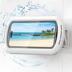Waterproof Shower Phone Holder with 480° Rotation – Wall Mount Case with Clear Sound Speaker Holes for 4–7” Smartphones