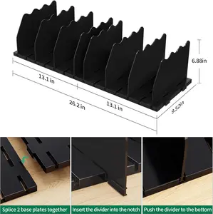 Shelf Divider for Closet, Adjustable Purse Organizers Handbag Separators Storage Organizer Bookshelf Separator Dividers in Bedroom Office Kitchen Bathroom, Black