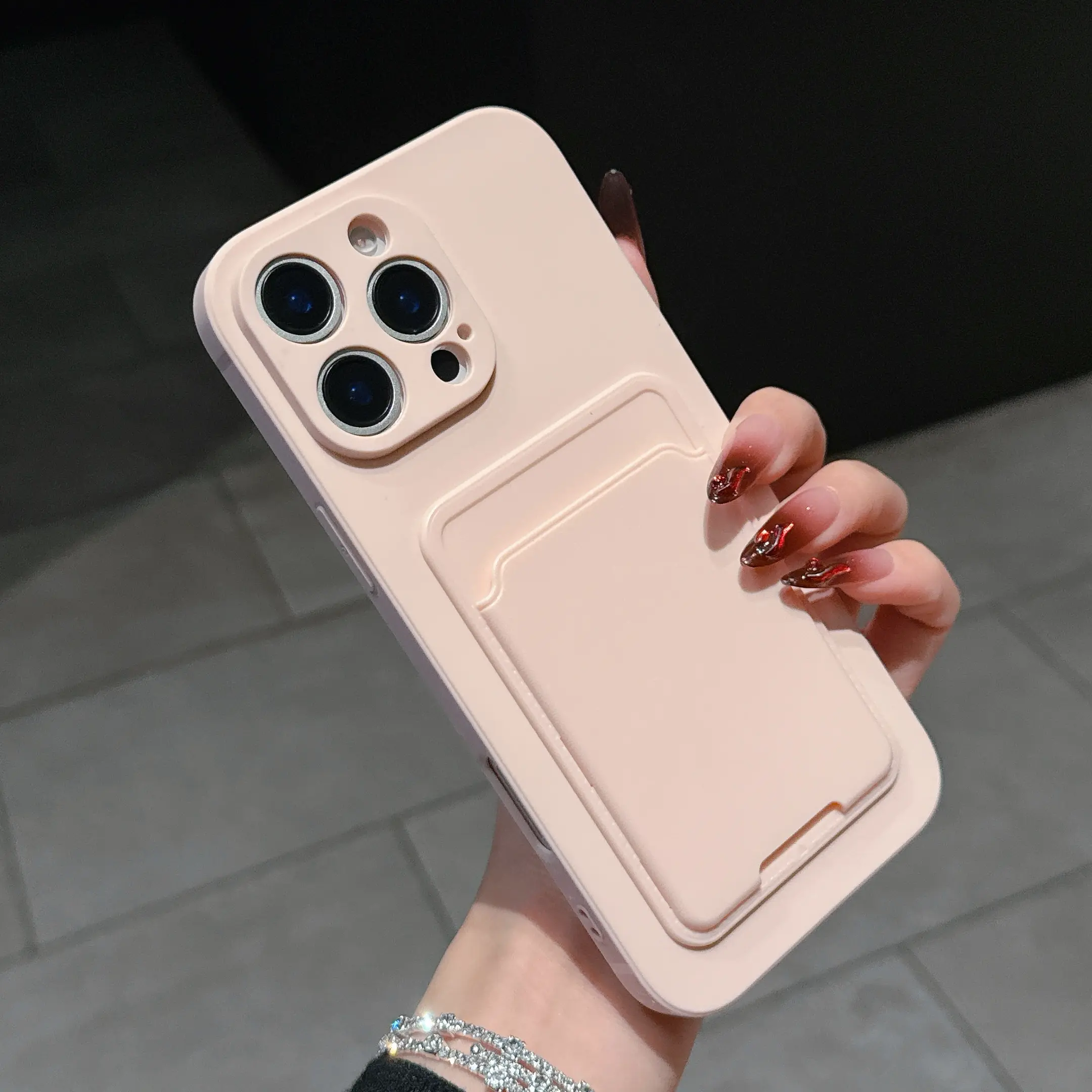 Card Holder Smartphone Casing - Soft Silicone Cover for iPhone 12/13/14/15/16/17 Pro Max, iPhone X Max - Handheld Cellphone Devices Camera Protection Case