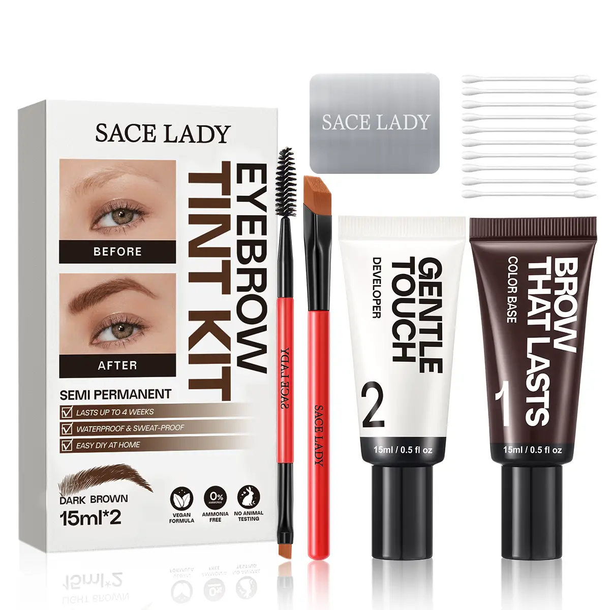 SACE LADY Eyebrow Tint Kit,Long-lasting Waterproof Sweat-proof Eyebrow Dye Paste Set,Hair Color Kit Makeup Cosmetics