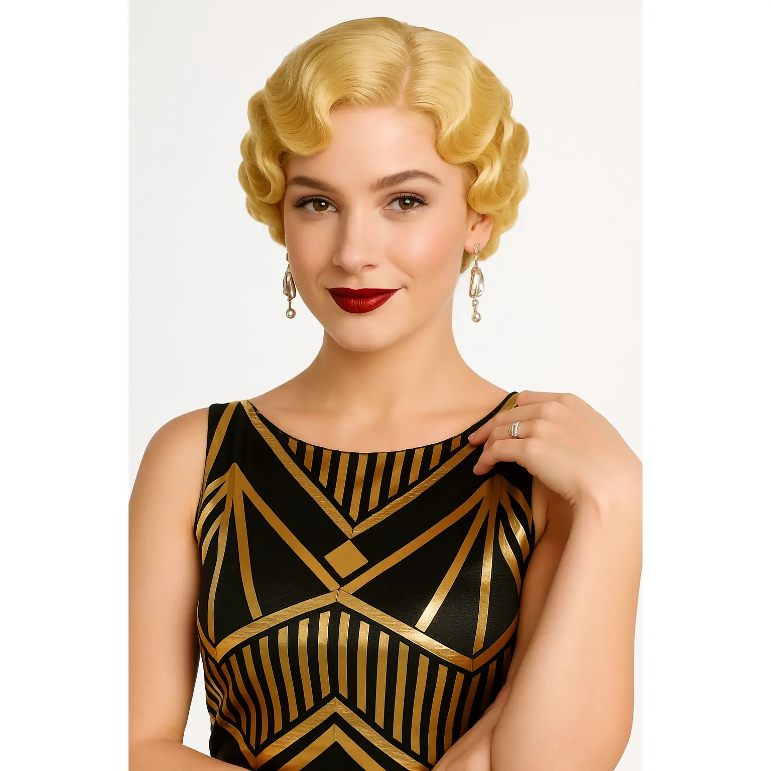 Blonde 1920s Finger Wave Wig - Timeless Flapper Style for Halloween