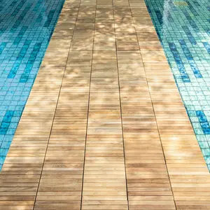 Denali Natural Teak Outdoor Interlocking Tiles, 9 Slat (10 sq ft)