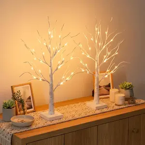 Lighted Birch Tree Home Decor, Christmas Decorations Indoor 2Pack 24 LED Light Up Tabletop Mini Small Artificial White Trees Lamp with Lights Battery Operated/USB for Table Mantel (2FT)fidget toys