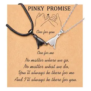 Orphic Valentine's Day Gift Couple Pinky Promise  Stylish Heart Charm & Inspirational Quote Jewelry for Couple's Anniversary Soulmate Necklace, Jewelry Accessories, Heart Design Necklace