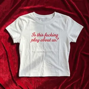 Is This Play About Us Baby Tee, Euphoria Inspired Graphic T-Shirt, Viral Quote Crop Top, Y2K Aesthetic Fitted Tee, Soft Cotton Cute Crop Shirt, Trendy TikTok Outfit, Gen Z Streetwear, Funny Statement Tee, Gift for Her