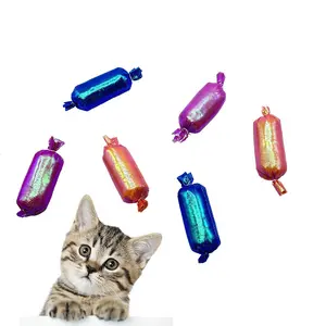 Colorful Shiny Foil Cat Candy Wrapper Crinkle Toy, Interactive Teaser Chew Toy for Indoor Cats, Boredom Relief Kitten Play