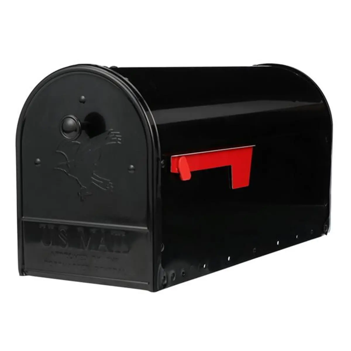 212 MAIN Outback Classic Large Size Galvanized Steel Post-Mount Mailbox, Black, Double Doors, Rear Access
