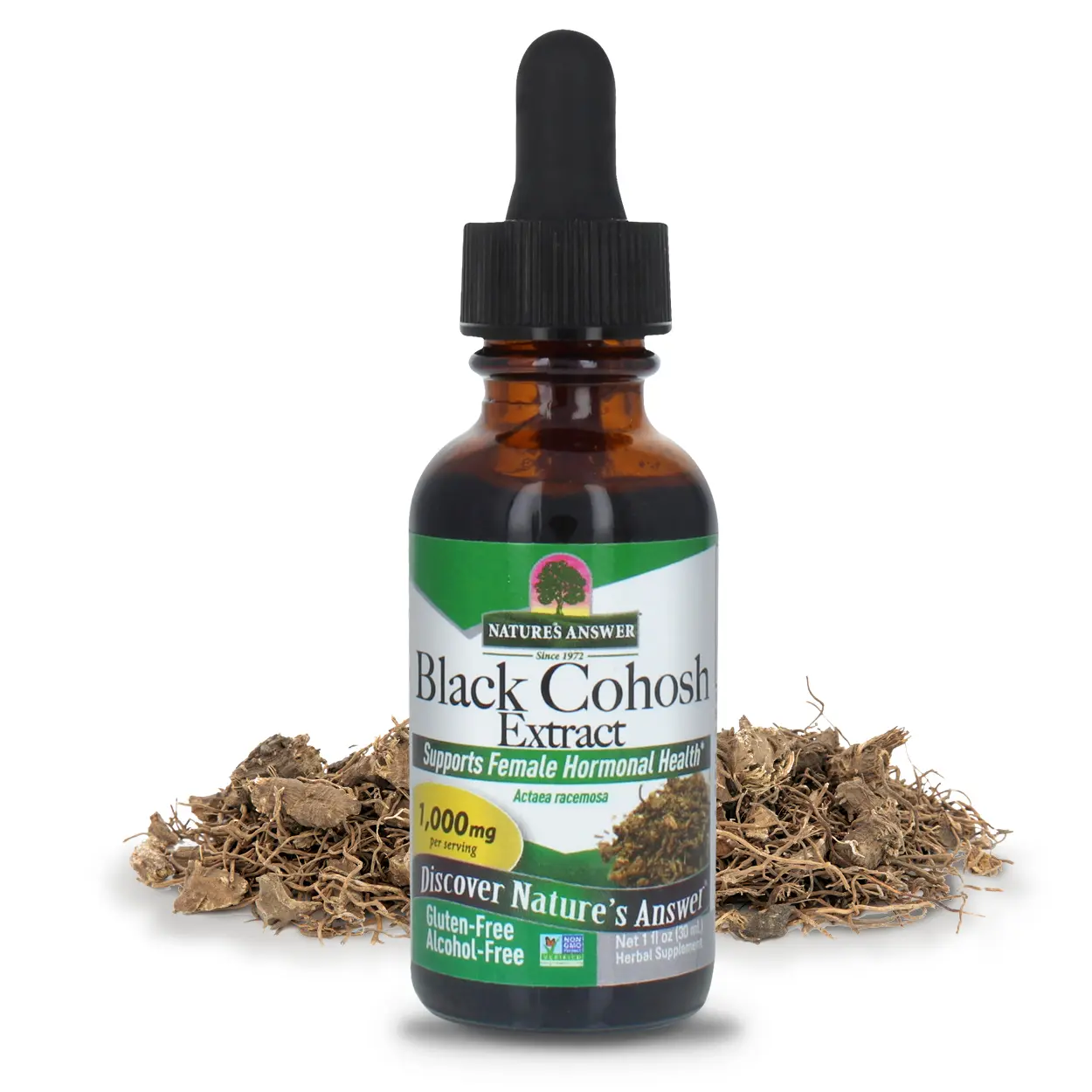 Nature's Answer Alcohol Free 1 Fluid Ounce Black Cohosh Extract | Supports Female Balance | Gluten Free | Non GMO | Made in The USA | Cruelty Free