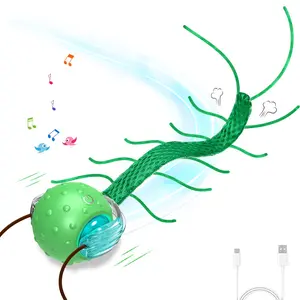 Interactive Cat Toys for Bored Cats, with Chirping, Centipede Motion Wake-up Super Motor Cat Ball on Rug