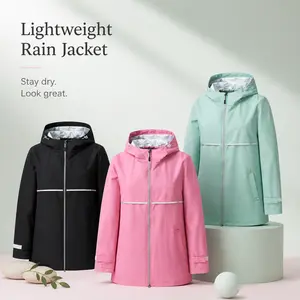 Women's Reflective Hooded Rain Jacket - Stay Dry and Visible with Hooded Design and Reflective Elements for Safety - Essential Rain Gear for Women - Womenswear Coats Style
