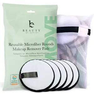 [BEAUTY BY EARTH] Reusable Microfiber Makeup Remover Pads 5-Pack Gentle Cleansing Eco-Friendly Soft Durable Convenient for Everyday Use Makeup Removal