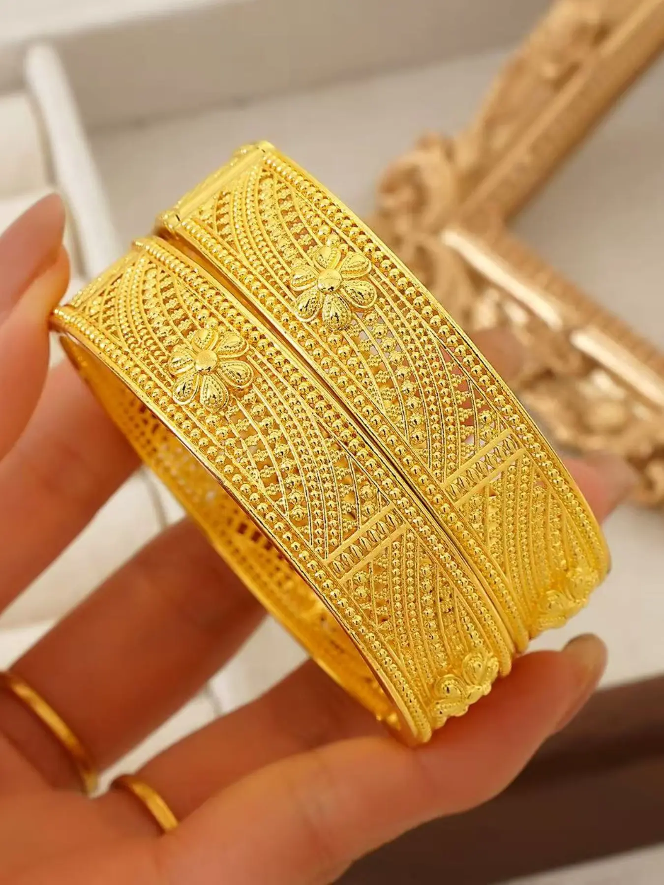 Elegant Adjustable Cuff Bracelet for Women, Handmade Ethnic Style, Copper Material, Perfect Gift for Mom and Grandma, Ideal for Dating and Weddings