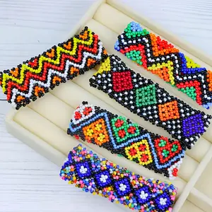 Bohemian Style Handmade Rice Bead Bracelets - 6pcs/Lot, Elastic, Couple Jewelry for Daily Party, Randomly Shipped