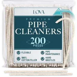 (200) Lova Pipe Cleaners Bulk (Hard Bristle) Easily Cleans, Glass Pipe Cleaner for Cleaning, Glass Pipes, Pipecleaners, Chenille Stems, (6 Inchs), 100% Cotton, Steel Wire, White