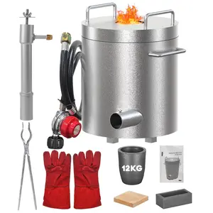 Propane Melting Furnace Kit 12KG Smelting Furnace Kit 1482°C/2700°F with Crucibles & Tongs Kiln,Stainless Steel Smelter for Metal Scrap Recycle,Gold Copper Silver Aluminum Metal Casting Machine