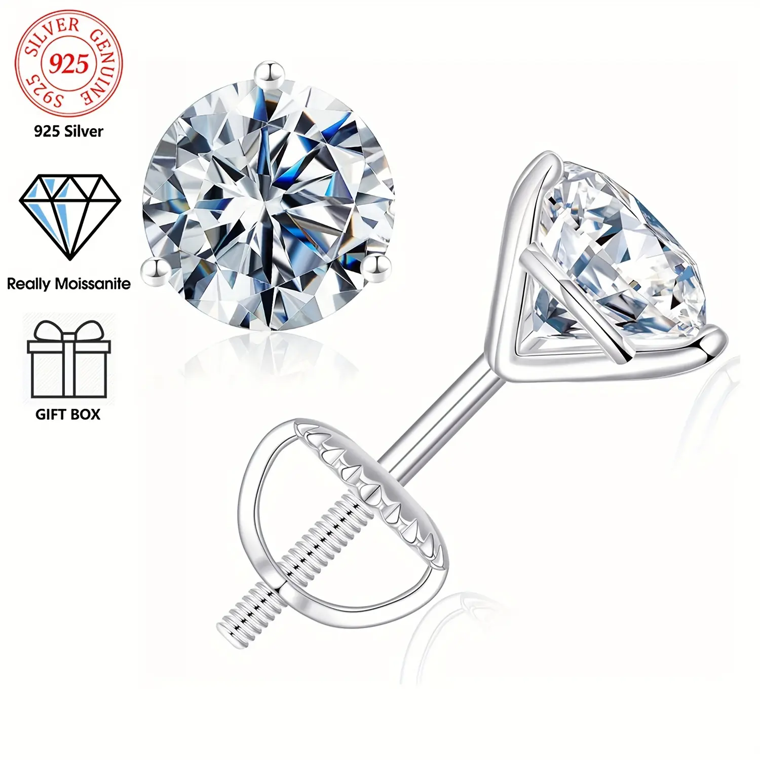 【#M201】(Mia)925 Sterling Silver Synthetic Moissanite earrings