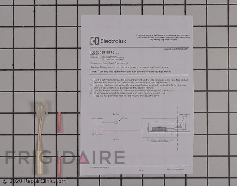 Aftermarket 5303918775 Refrigerator Thermistor Kit, Genuine Part, OEM-Matched Household Appliance Replacement Accessory