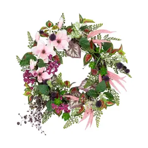 Northlight Succulent and Fern Spring Floral Wreath  24-Inch