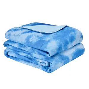 Msrlassn Summer Cooling Comforter for Hot Sleepers and Night Sweats, Q-Max>0.4 Cooling Blanket Blue Summer Comforter for Queen King Size Bed, Breathable Soft Lightweight, Ideal for Bed, Couch, Travel, Camping, All Seasons blankets