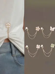 4pcs Adjustable Clothing Buckle, Versatile Chain Clip for Pants, Anti-Slip Hem Clips, Sleeve Fixing, Invisible Hem, Holiday Gift