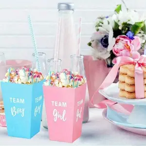 Gender Reveal Party Popcorn Boxes, 10pcs Disposable Gender Reveal Party Supplies, Party Decorations, Birthday Decorations, Party Favors
