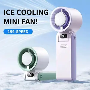 Handheld portable air conditioning fan, semiconductor cooling - 3600mAh rechargeable high-endurance 3-in-1 mini air conditioning fan (handheld/neck-hanging/desktop), 1-199 speed levels, personal outdoor travel beach home turbo fan