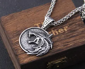 NORSET Wolf Pendant Stainless Steel Necklaces, Fashion Jewelry, Chain Pendants