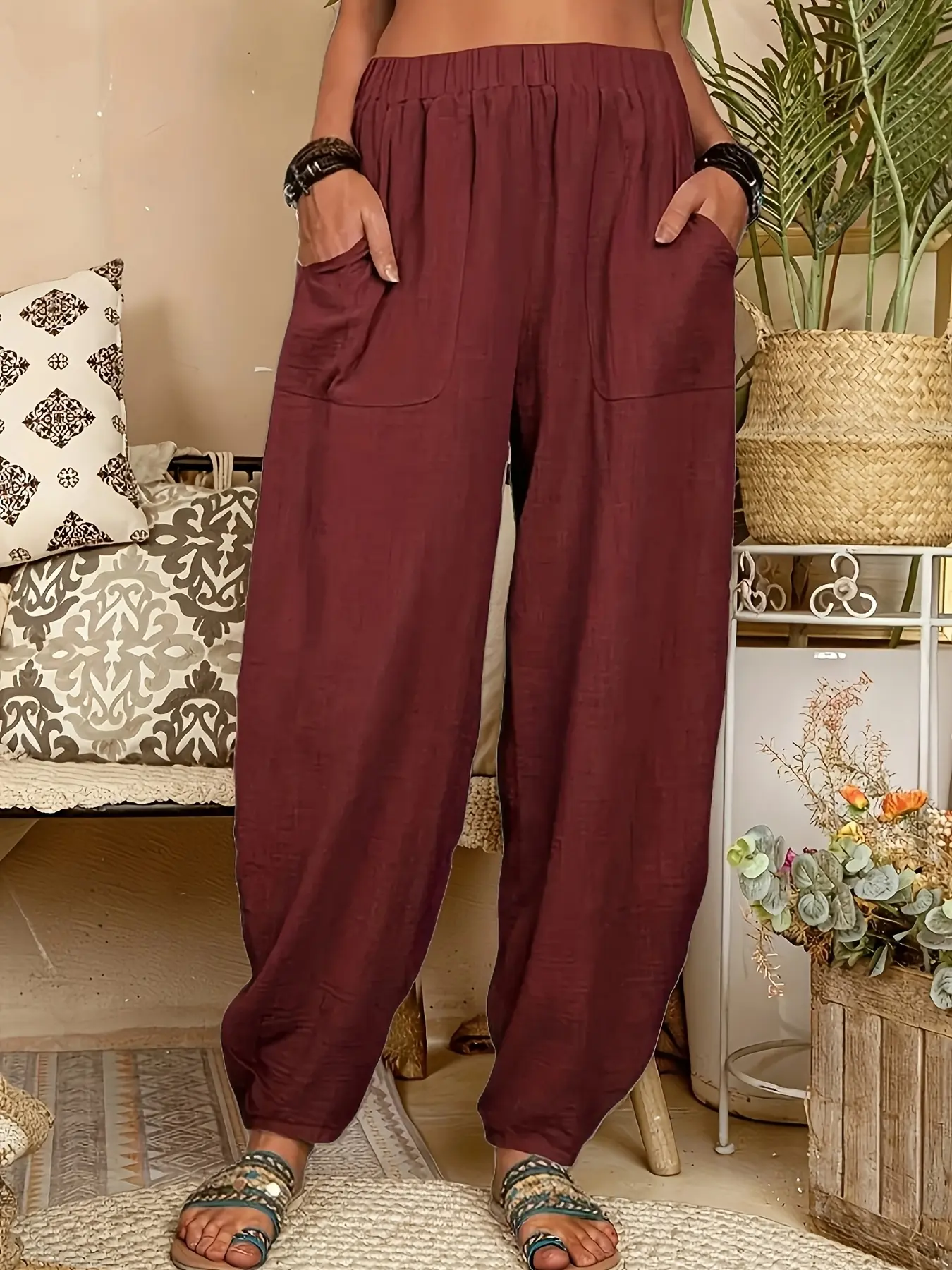 Women's Loose Pants, Pants, Double Pocket Trousers