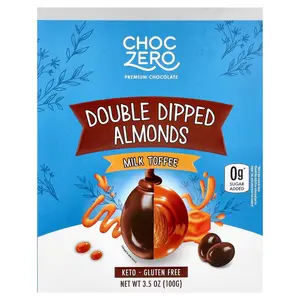 ChocZero Premium Chocolate, Double Dipped Almonds, Milk Toffee, 3.5 oz (100 g)