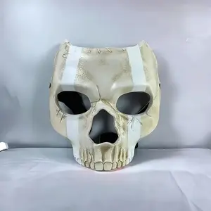 [Cool 3D Resin Mask] Resin Skull Mask - 3D Realistic Halloween Costume Mask With Elastic Band, Cracked & Bandaged Design For Haunted House, Cosplay, Christmas, Easter Parties - Party Decor & Spooky Accessories, Cosplay,  Horror Fans For Costume Props