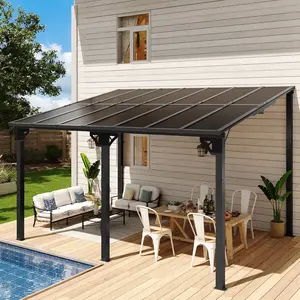 Aoxun Gazebo for Patio, Lean to Gazebo Pergola with Sloped Roof, Large Wall-Mounted Heavy Duty Awnings, for Backyard, Deck, Patio