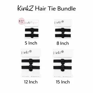 Kinkz Hair Tie Bundle - Complete Solution for Beautiful Curls 5 inch, 8 inch, and 12 inch packs included. 2 hair ties per pack