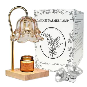 Lily of the Valley Wax Melter Lamp with 2 Replacement Bulbs and Vanilla Candle Included, Stylish Aesthetic Design Great for Desk Office Home Living Room and Bedroom Decor