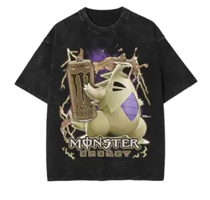 Vintage Tyranitar x Java Soda Wash Tee, Pocket Monster x Energy Soda Graphic Tees, Pocket Monster T-Shirt, Unisex Anime Shirt, PKM Gift, Gym Workout Shirt