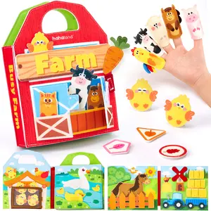 hahaland Busy Board for Cow Farm Animals Quiet Busy Toy for Toddlers 1-3 - Montessori Toys for 1 Year Old Boy Girl Gifts - Educational Activity Toys Felt Learning Board Airplane Travel Toys