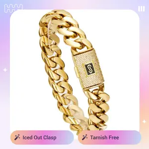 14mm Heavy Cuban Link Gold Choker - 14K Gold Plated Chunky Necklace, Iced Out Initial Clasp, Tarnish-Free, Sweat-Proof for Men, Plus Purple Custom Designer Pure Copper Ring, Rainbow Adjustable Gania An Klet Pocket Gifts Wire