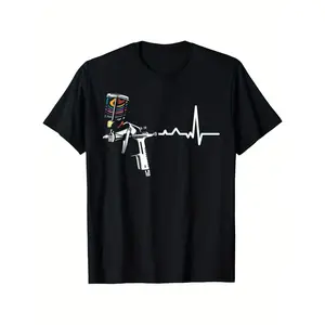 Graffiti Artist T-Shirt - "Car Painter" Spray Gun Design, Black Cotton Crew Neck, Casual Weekend Wear, Comfortable for All Seasons, Casual Style, All-Season Shirt Vintage Designer Oversized T-Shirt Tees Good Classic Cotton Tee