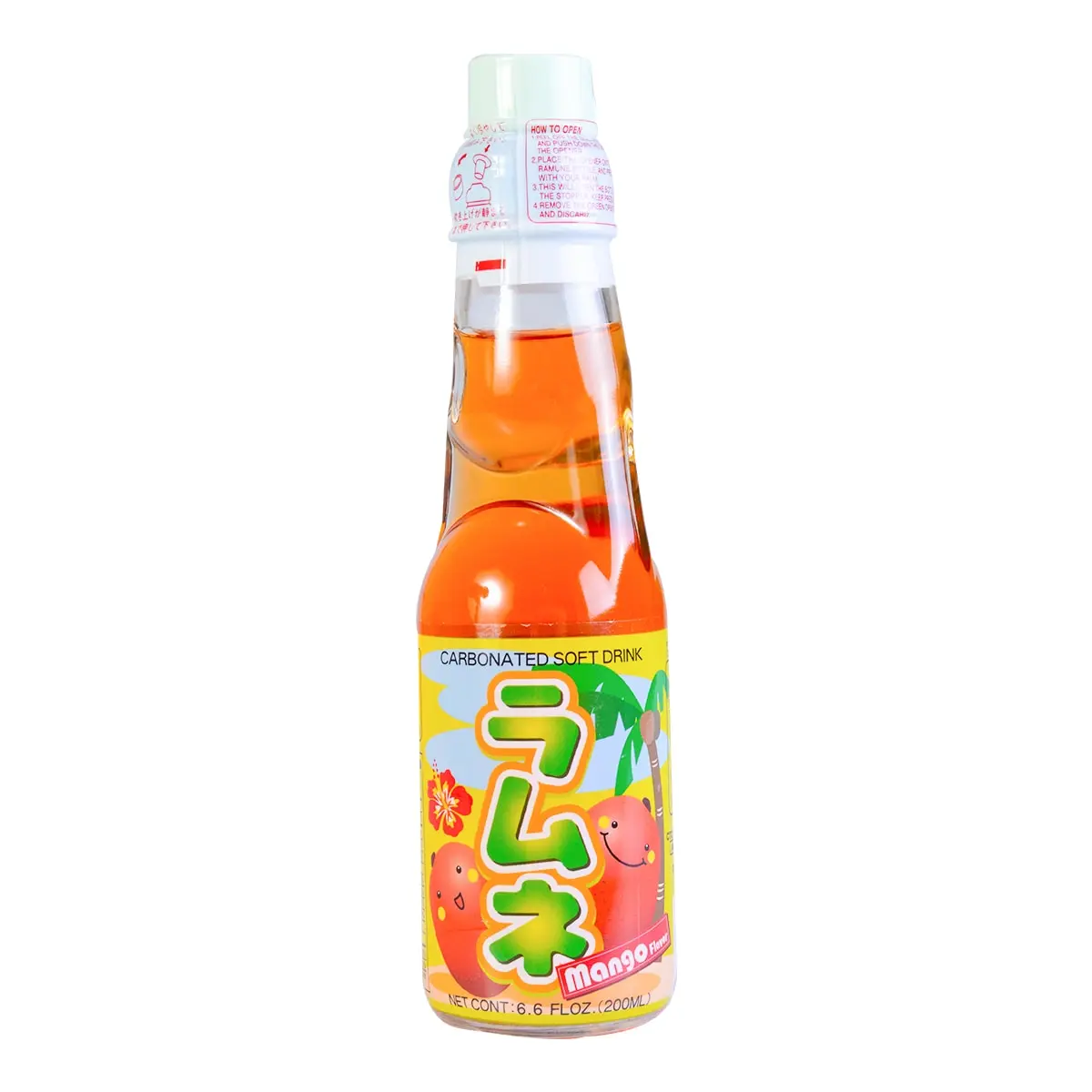 HATAKOSEN Ramune Japanese Soda - Mango Flavor, 200ml Bottle - Unique Marble Cap Drink for Refreshment & Fun
