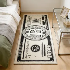 Creative Design Paper Money Pattern Carpet, Non-Slip Durable Easy To Clean, Ideal for Bedroom Living Room Space, Fashionable Practical Rug, Unique Pattern, Decorative Area Rug