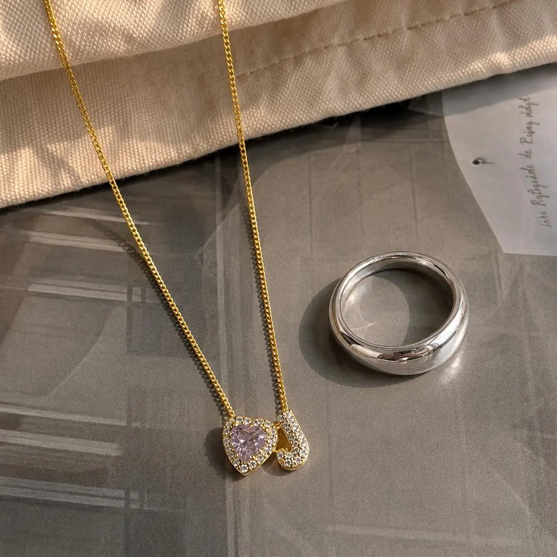 Women's Personalized Birthstone Heart Pendant Necklace - Custom Letter Gold Necklace, Birthday Gift Ideas, Initial Necklace