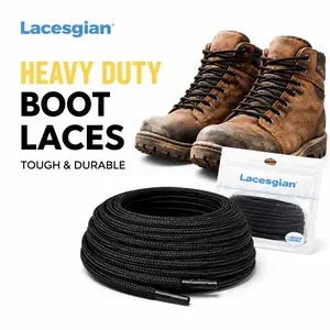 4mm Heavy Duty Work Boot Laces – Round Durable Shoelaces, Strong Replacement Laces for Work Boots & Outdoor Use