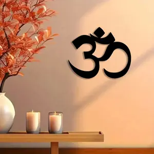 1pc Minimalist Om Metal Wall Art, Artwork, Minimalist Om Statue Mural, Minimalist Design, Perfect for Home, Bedroom, Living Room Decor, Valentine's Decor, Ideal Gift for Spiritual Seekershalloween decorations halloween home decor, Modern Home Decor