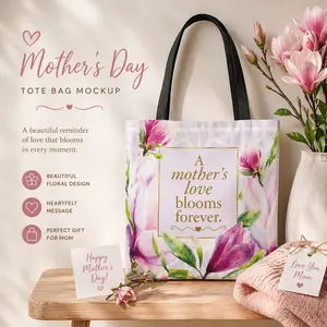 Magnolia Mothers Love Blooms Forever Tote Bag | Pink Floral Mother's Day