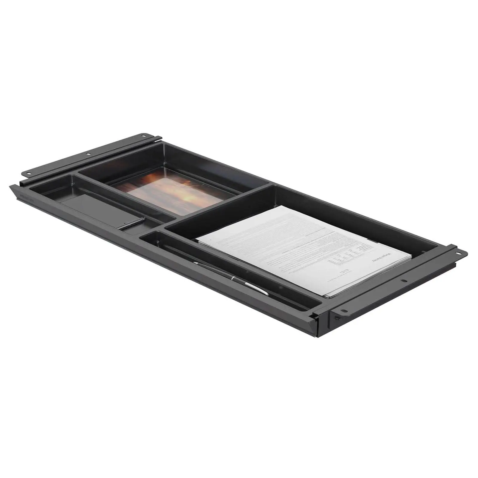 Mount-It! Under Desk Organizer - Deep 4-Compartment Office Accessories with Adjustable Dividers, Stationery Storage Organizer for Traditional & Electric Desks