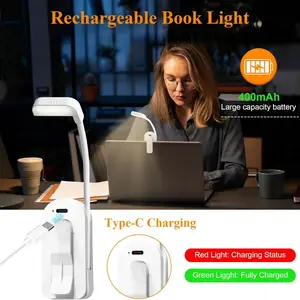 Adjustable LED Reading Light, Rechargeable Mini Clip-On Book Light, Foldable Lamp for Nighttime Reading, Perfect Gift for Book Lovers