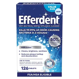 Efferdent Denture Cleaner Supplements – Deep Clean Brightening for Dental Appliances, Aligners, Mouth Guard, and Retainer Cleaner Supplements , Complete Clean, 126 Count