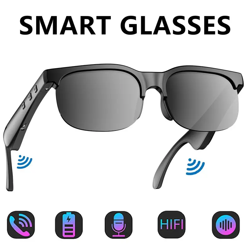 Wireless USB-C Charging Stereo Sound Smart Glasses, Compatible with Smartphone Tablet PC Laptop, Lightweight Wireless Audio Experience