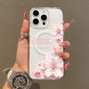 Trendy Magnetic Case for iPhone11/12/13/14/15/16/promax, Floral Romans Verse Ultra Slim, MagSafe Support, Shockproof | Playful & Fun Style